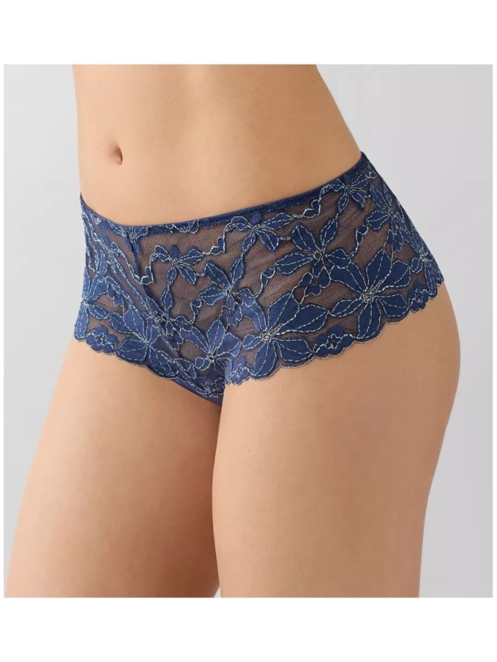 b.tempt'd by Wacoal Feeling Famous Lace Tanga Panties Crown Blue L NWT
